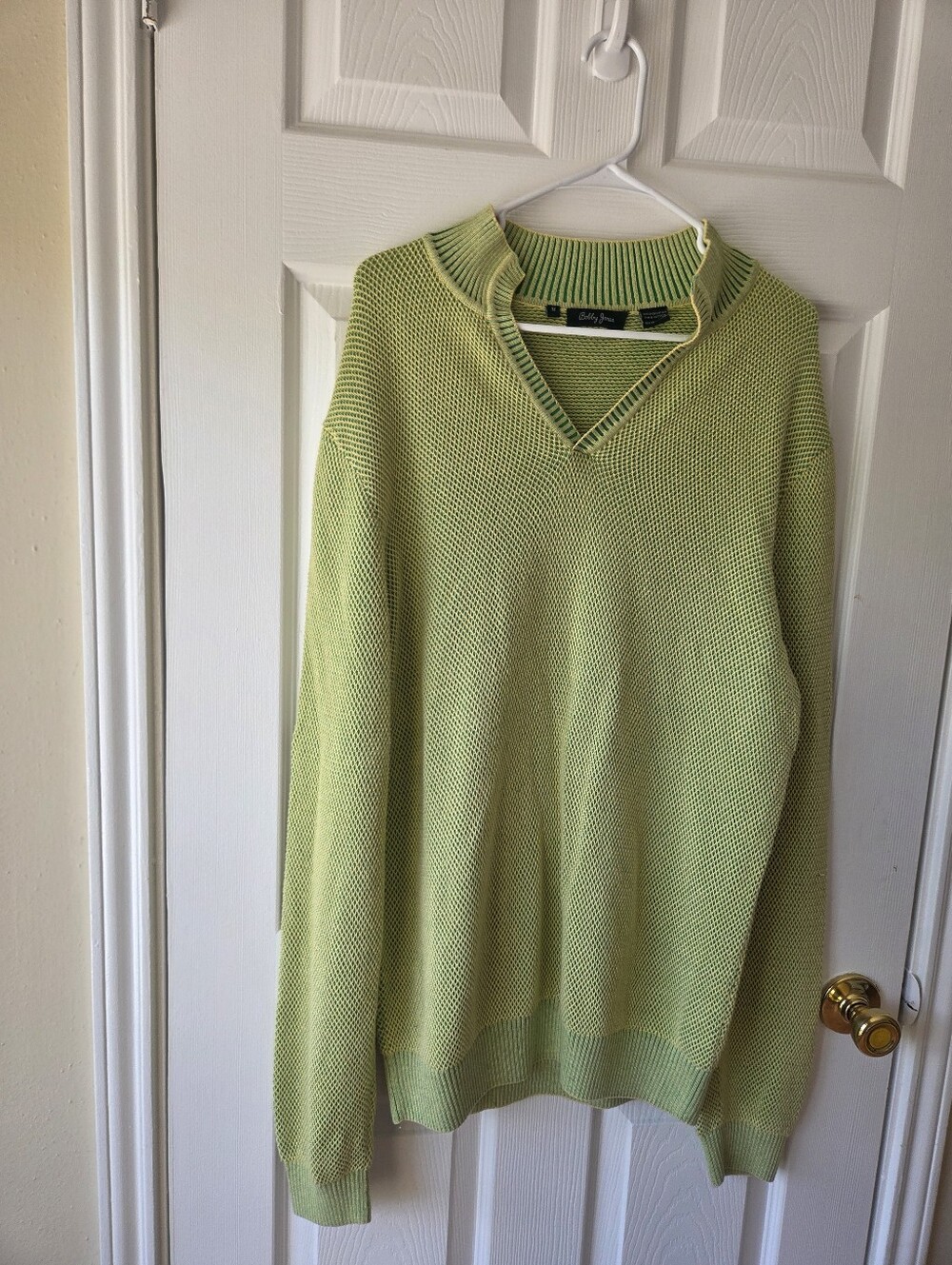 Bobby Jones 100% Peruvian Pima Cotton Medium Men's Sweater VNeck Green Golf - Picture 8 of 10